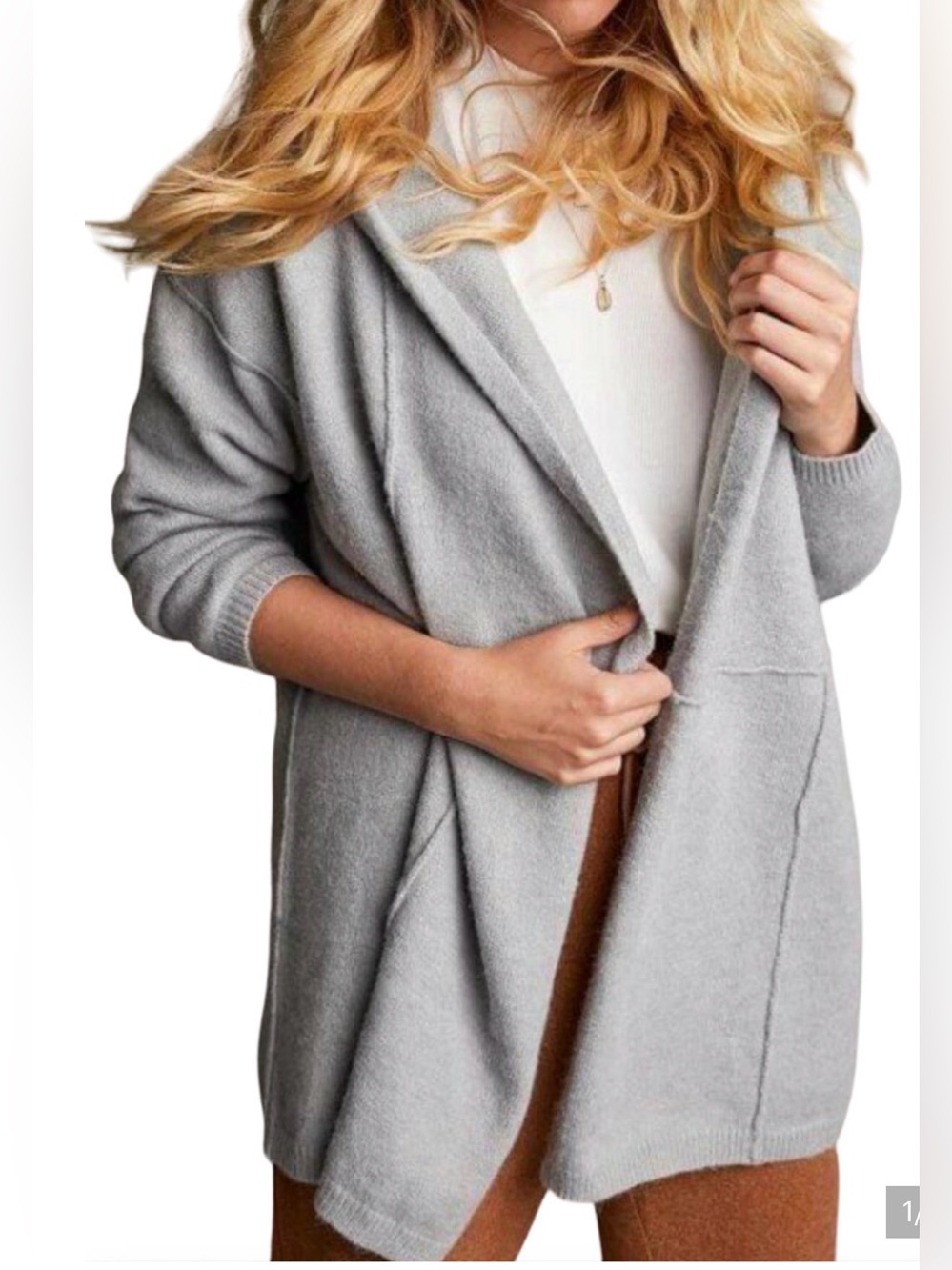 NEW BKE BUCKLE SLATE GRAY HOODED EXPOSED SEAM CARDIGAN SWEATER SIZE XL 2038158B